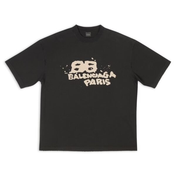 BALENCIAGA - Hand-drawn Bb Icon T-shirt Medium Fit in Black
