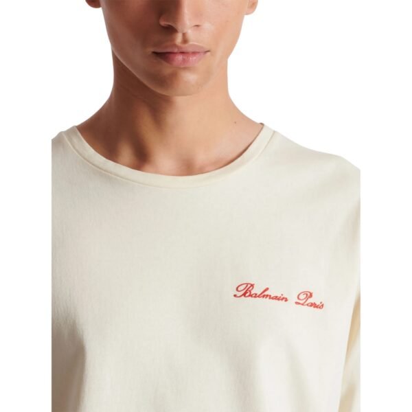 BALMAIN - logo-embroidered cotton T-shirt - Image 4
